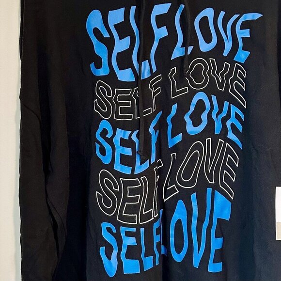 NWT BP Black Sweatshirt with Blue Self Love Graphic - Size: Large - Picture 3 of 7